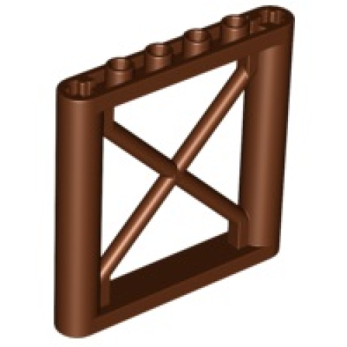 Деталь LEGO 64448 Support 1 x 6 x 5 Girder Rectangular - Reddish Brown