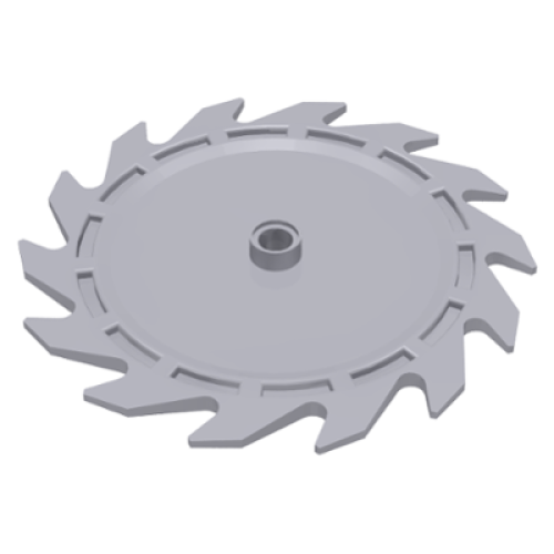 Деталь LEGO 61403 Technic Circular Saw Blade 9 x 9 with Pin Hole and Teeth in Same Direction - Light Bluish Gray