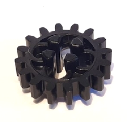 Technic, Gear 16 Tooth - Axle Hole with Open Sides - Black Technic, Gear 16 Tooth - Axle Hole with Open Sides - Black