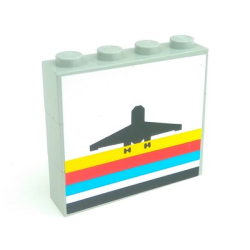 Stickered Assembly 4 x 1 x 3 with Classic Airport Logo Pattern (Sticker) - Sets 6392 / 6396 - 3 Brick 1 x 4 - Light Gray