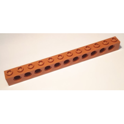Technic, Brick 1 x 12 with Holes - Dark Nougat