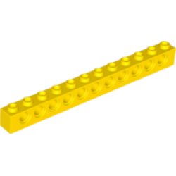 Technic, Brick 1 x 12 with Holes - Yellow Technic, Brick 1 x 12 with Holes - Yellow