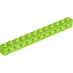 Technic, Brick 1 x 12 with Holes - Lime
