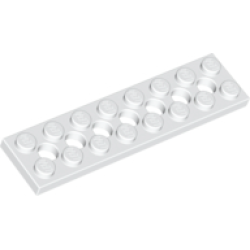 Technic, Plate 2 x 8 with 7 Holes - White Technic, Plate 2 x 8 with 7 Holes - White