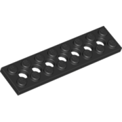 Technic, Plate 2 x 8 with 7 Holes - Black Technic, Plate 2 x 8 with 7 Holes - Black