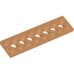 Technic, Plate 2 x 8 with 7 Holes - Medium Nougat Technic, Plate 2 x 8 with 7 Holes - Medium Nougat
