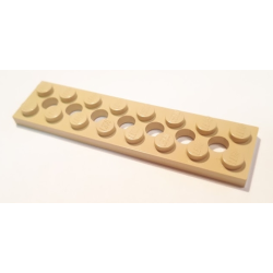 Technic, Plate 2 x 8 with 7 Holes - Tan Technic, Plate 2 x 8 with 7 Holes - Tan