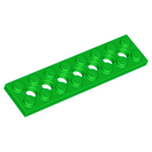 Деталь LEGO 3738 Technic, Plate 2 x 8 with 7 Holes - Bright Green