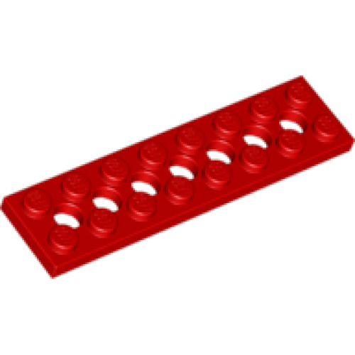 Деталь LEGO 3738 Technic, Plate 2 x 8 with 7 Holes - Red