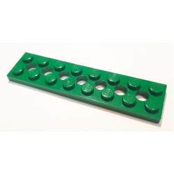 Technic, Plate 2 x 8 with 7 Holes - Green Technic, Plate 2 x 8 with 7 Holes - Green