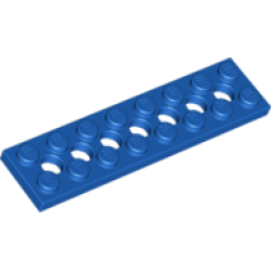 Technic, Plate 2 x 8 with 7 Holes - Blue Technic, Plate 2 x 8 with 7 Holes - Blue
