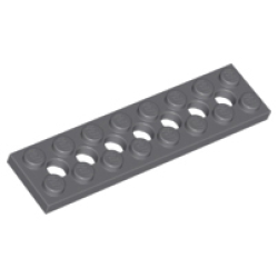 Technic, Plate 2 x 8 with 7 Holes - Dark Bluish Gray Technic, Plate 2 x 8 with 7 Holes - Dark Bluish Gray
