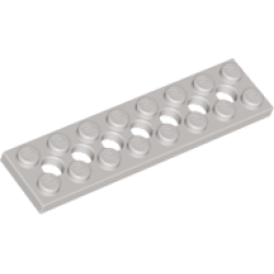 Technic, Plate 2 x 8 with 7 Holes - Light Gray Technic, Plate 2 x 8 with 7 Holes - Light Gray