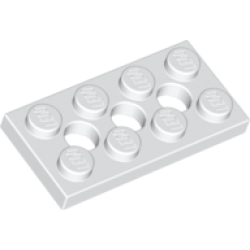 Technic, Plate 2 x 4 with 3 Holes - White Technic, Plate 2 x 4 with 3 Holes - White