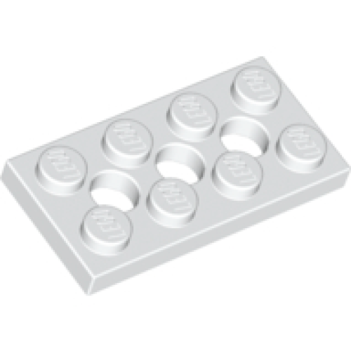 Деталь LEGO 3709 Technic, Plate 2 x 4 with 3 Holes - White