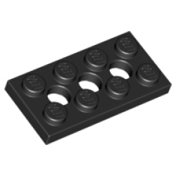 Technic, Plate 2 x 4 with 3 Holes - Black Technic, Plate 2 x 4 with 3 Holes - Black