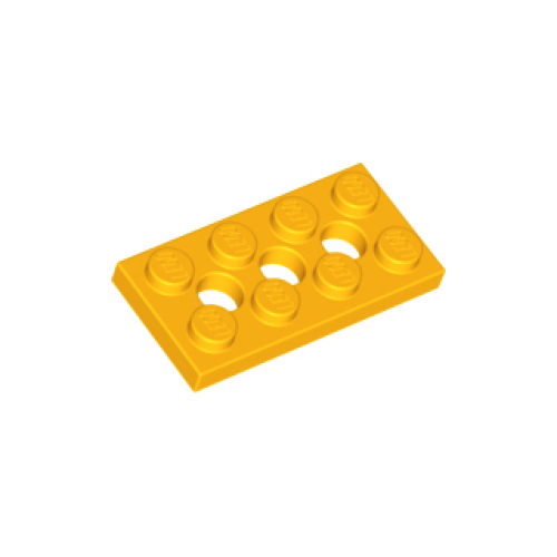 Деталь LEGO 3709 Technic, Plate 2 x 4 with 3 Holes - Bright Light Orange