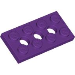 Technic, Plate 2 x 4 with 3 Holes - Purple Technic, Plate 2 x 4 with 3 Holes - Purple