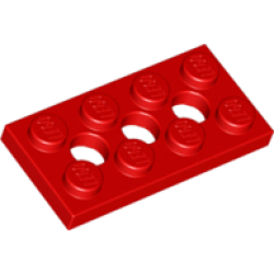 Technic, Plate 2 x 4 with 3 Holes - Red Technic, Plate 2 x 4 with 3 Holes - Red