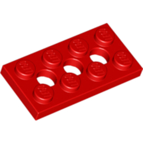 Деталь LEGO 3709 Technic, Plate 2 x 4 with 3 Holes - Red