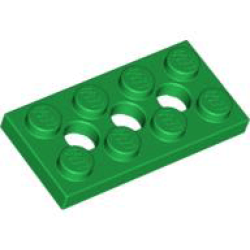 Technic, Plate 2 x 4 with 3 Holes - Green Technic, Plate 2 x 4 with 3 Holes - Green