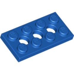 Technic, Plate 2 x 4 with 3 Holes - Blue Technic, Plate 2 x 4 with 3 Holes - Blue