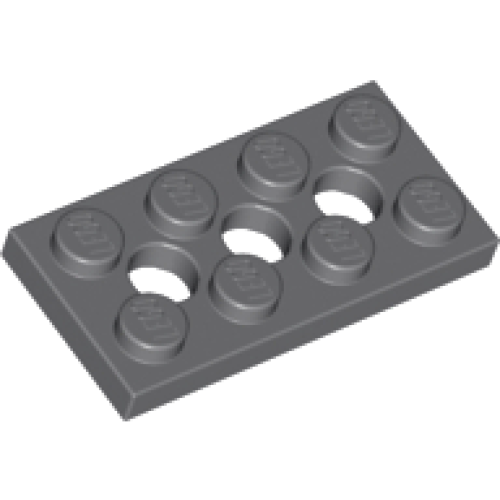Деталь LEGO 3709 Technic, Plate 2 x 4 with 3 Holes - Dark Bluish Gray