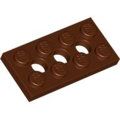 Деталь LEGO 3709 Technic, Plate 2 x 4 with 3 Holes - Reddish Brown