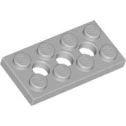 Technic, Plate 2 x 4 with 3 Holes - Light Gray Technic, Plate 2 x 4 with 3 Holes - Light Gray