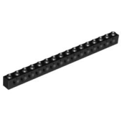 Technic, Brick 1 x 16 with Holes - Black Technic, Brick 1 x 16 with Holes - Black