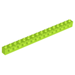 Technic, Brick 1 x 16 with Holes - Lime Technic, Brick 1 x 16 with Holes - Lime