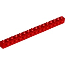 Technic, Brick 1 x 16 with Holes - Red Technic, Brick 1 x 16 with Holes - Red