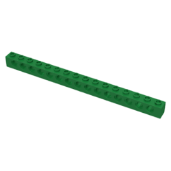 Technic, Brick 1 x 16 with Holes - Green Technic, Brick 1 x 16 with Holes - Green