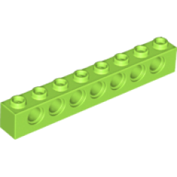 Technic, Brick 1 x 8 with Holes - Lime
