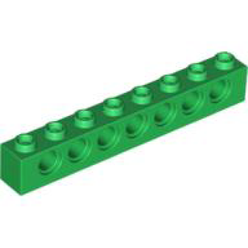 Деталь LEGO 3702 Technic, Brick 1 x 8 with Holes - Green