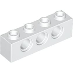 Technic, Brick 1 x 4 with Holes - White