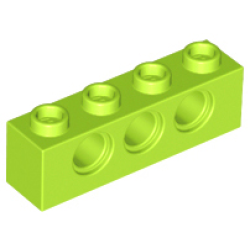 Technic, Brick 1 x 4 with Holes - Lime
