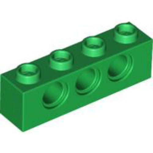 Деталь LEGO 3701 Technic, Brick 1 x 4 with Holes - Green
