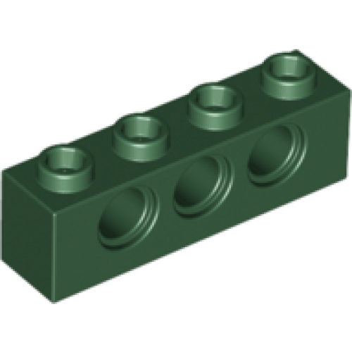 Деталь LEGO 3701 Technic, Brick 1 x 4 with Holes - Dark Green