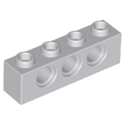Technic, Brick 1 x 4 with Holes - Light Bluish Gray