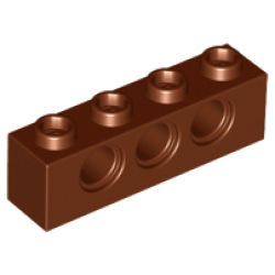 Technic, Brick 1 x 4 with Holes - Reddish Brown