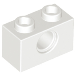 Technic, Brick 1 x 2 with Hole - White Technic, Brick 1 x 2 with Hole - White