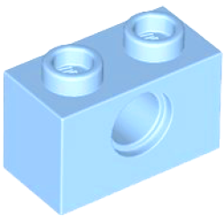 Technic, Brick 1 x 2 with Hole - Bright Light Blue Technic, Brick 1 x 2 with Hole - Bright Light Blue