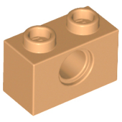 Technic, Brick 1 x 2 with Hole - Medium Nougat Technic, Brick 1 x 2 with Hole - Medium Nougat
