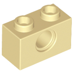 Technic, Brick 1 x 2 with Hole - Tan Technic, Brick 1 x 2 with Hole - Tan
