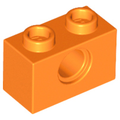 Деталь LEGO 3700 Technic, Brick 1 x 2 with Hole - Orange