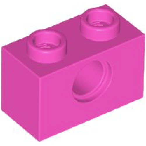 Деталь LEGO 3700 Technic, Brick 1 x 2 with Hole - Dark Pink