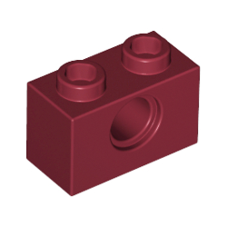 Technic, Brick 1 x 2 with Hole - Dark Red Technic, Brick 1 x 2 with Hole - Dark Red