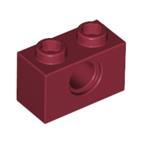 Деталь LEGO 3700 Technic, Brick 1 x 2 with Hole - Dark Red