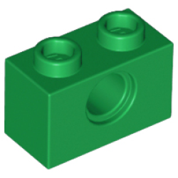 Technic, Brick 1 x 2 with Hole - Green Technic, Brick 1 x 2 with Hole - Green